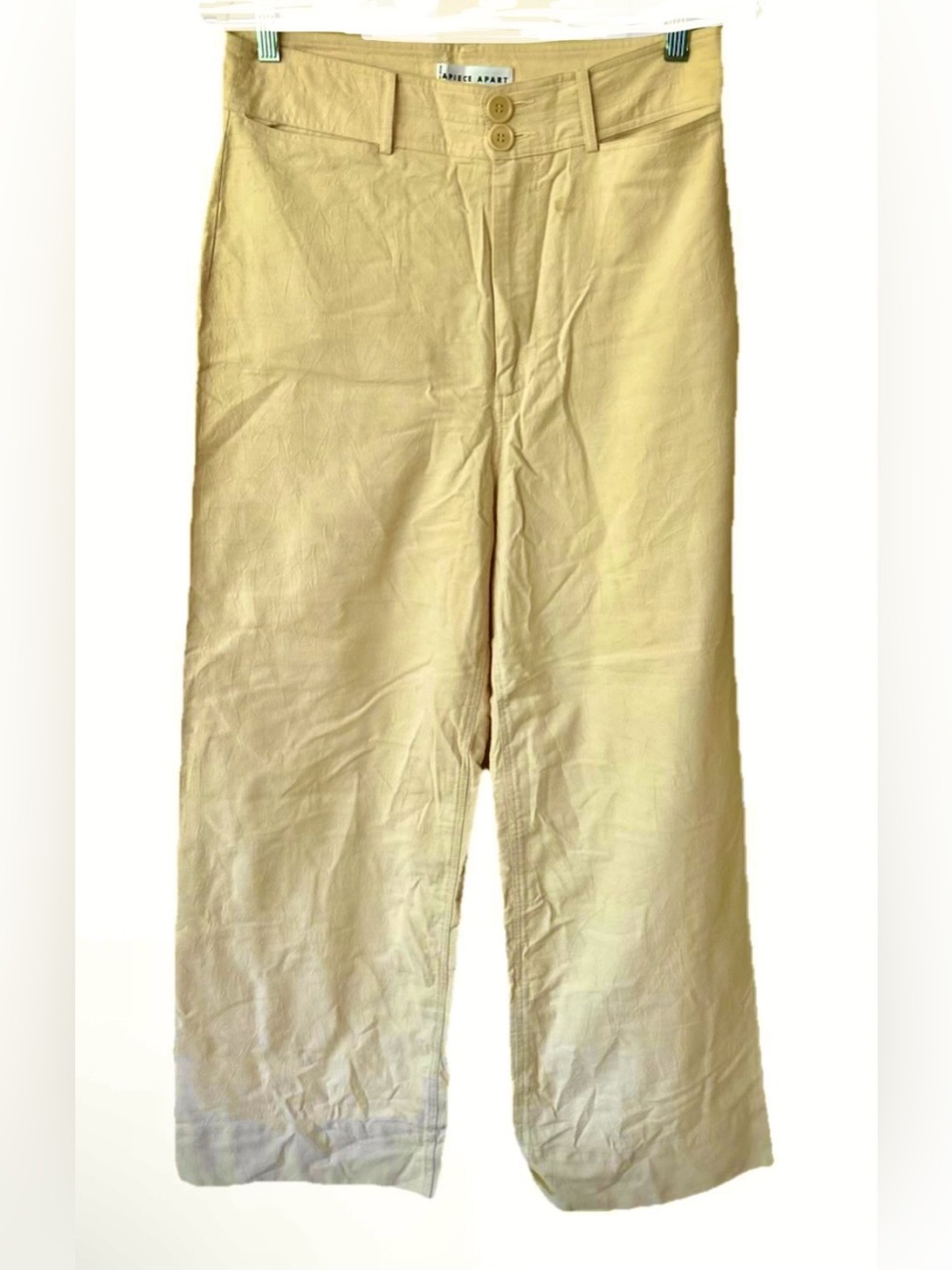 Apiece Apart Butter Yellow Wide Leg Trousers Cotton Size 8